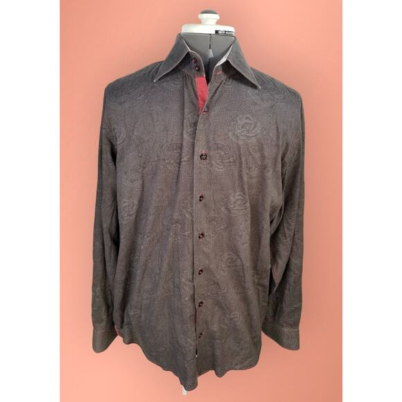 Georg Roth Los Angeles Mens Button Shirt SZ Large Button Front Long Sleeve Gray - Picture 1 of 9